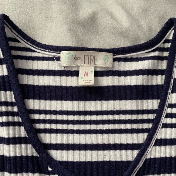 Navy Striped Sleeveless Summer Mini Dress - Picture 3 of 3
